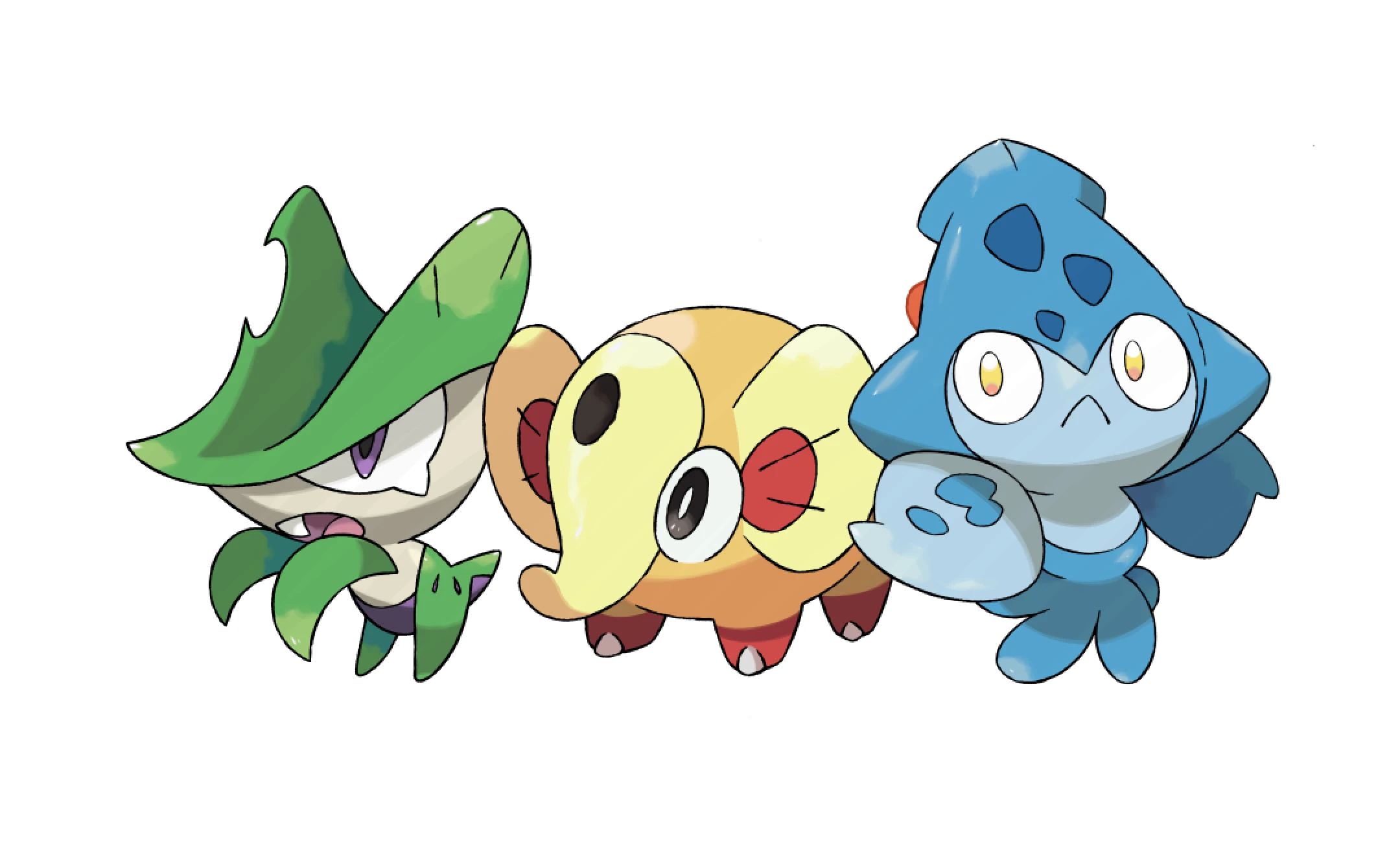 Choisissez votre premier partenaire parmi les Pokémon de départ Malortie, Pachyboule et Calmini